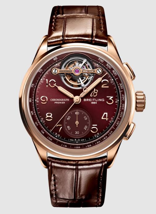 Review 2024 Breitling Premier Heritage B21 Chronograph Tourbillon Red Gold Replica Watch RB21202A1K1P1 - Click Image to Close